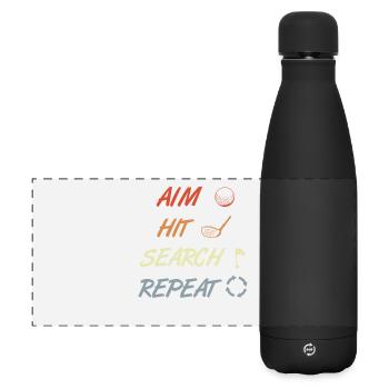 Golf Routine - Matte Panorama Isolierflasche 500 ml - Schwarz - Vorne