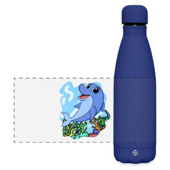Dolphin - mammal marine animal nature conservation environment - Matte Panoramic Thermal Bottle 500 ml - dark blue  - Front