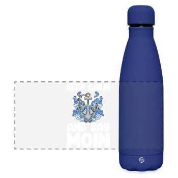 Nordsee Plattdeutsch Spruch Moin - Matte Panorama Isolierflasche 500 ml - Dunkelblau  - Vorne