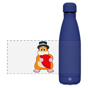Hamster Groom Heart Wedding - Matte Panoramic Thermal Bottle 500 ml - dark blue  - Front