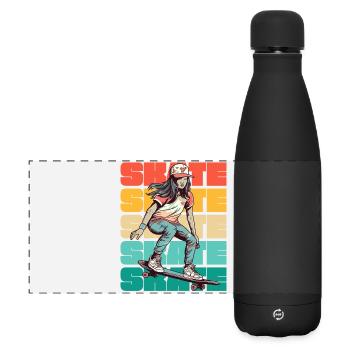 Skateboarding Cool Skater Mädchen Bunt - Matte Panorama Isolierflasche 500 ml - Schwarz - Vorne