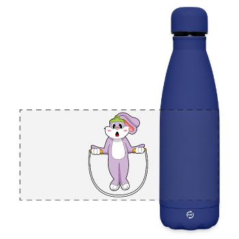 Hase Seilspringen Springseil Fitness - Matte Panorama Isolierflasche 500 ml - Dunkelblau  - Vorne