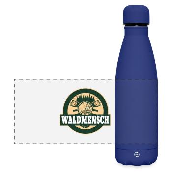 Waldmensch Holzlogo - Matte Panorama Isolierflasche 500 ml - Dunkelblau  - Vorne