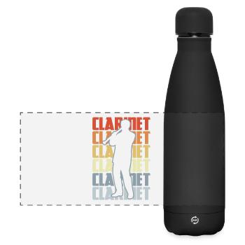 Vintage clarinet - Matte Panoramic Thermal Bottle 500 ml - black - Front