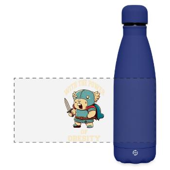 Kleiner Schwertkrieger mit der Power of Obesity - Matte Panorama Isolierflasche 500 ml - Dunkelblau  - Vorne