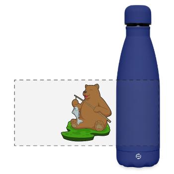 Ours Pêcheur Pêche Aux Poissons - Gourde isotherme panoramique mate 500 ml - bleu foncé  - Devant