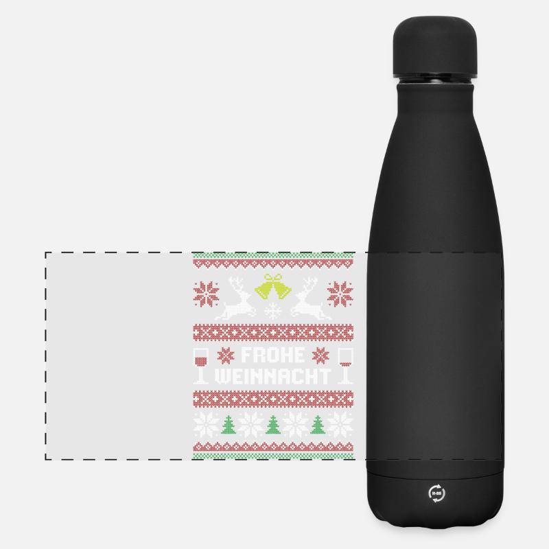 Frohe Weinnacht – Ugly XMAS Sweater & Wein - Matte Panorama Isolierflasche 500 ml - Schwarz