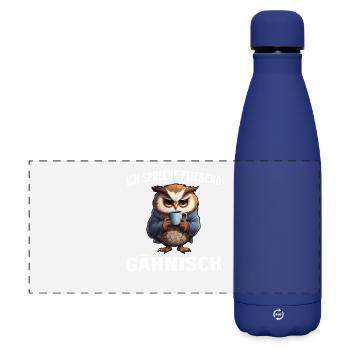 Lustiger Eule Kaffee Kaffeeliebhaber Eulen Spruch - Matte Panorama Isolierflasche 500 ml - Dunkelblau  - Vorne