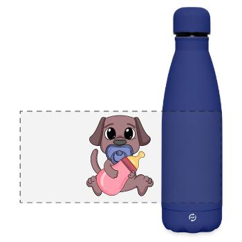 Baby Dog Motif Dog Holder - Matte Panoramic Thermal Bottle 500 ml - dark blue  - Front