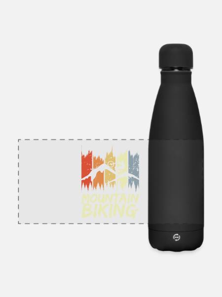 VTT vintage - Gourde isotherme panoramique mate 500 ml - noir