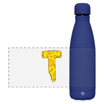 Lettre T - Lettre initiale T - Motif Fromage - Gourde isotherme panoramique mate 500 ml - bleu foncé  - Devant