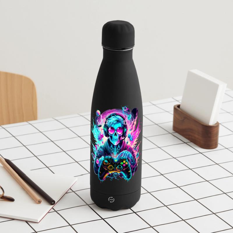 Synthwave Skull Gaming Controller Art Matte Panorama Isolierflasche 500 ml