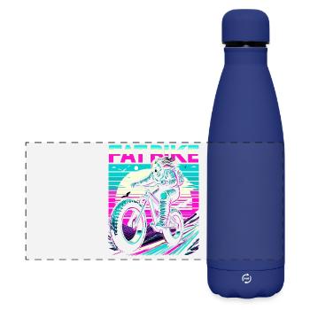 Retrowave Skelett Biker Fatbike Retro Sunset - Matte Panorama Isolierflasche 500 ml - Dunkelblau  - Vorne