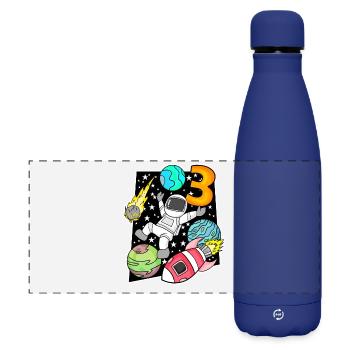 3 Anniversaire Garçon Astronaute - Gourde isotherme panoramique mate 500 ml - bleu foncé  - Devant