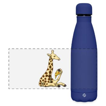 Giraffe Pizza - Matte Panorama Isolierflasche 500 ml - Dunkelblau  - Vorne
