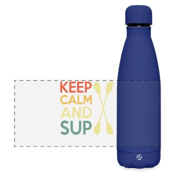 Casual Paddleboard Quote Design - Matte Panoramic Thermal Bottle 500 ml - dark blue  - Front