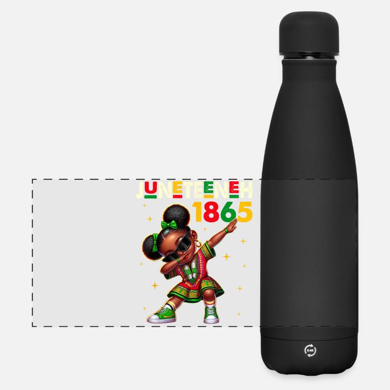 Juneteenth Dabbing Schwarze Mädchen Königin Melanin Brown - Matte Panorama Isolierflasche 500 ml - Schwarz