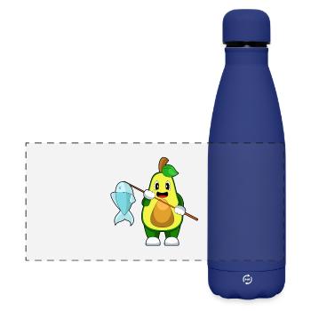Avocado Angler Fisch Angeln - Matte Panorama Isolierflasche 500 ml - Dunkelblau  - Vorne