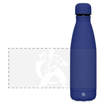 Karateka Drawing - Matte Panoramic Thermal Bottle 500 ml - dark blue  - Front