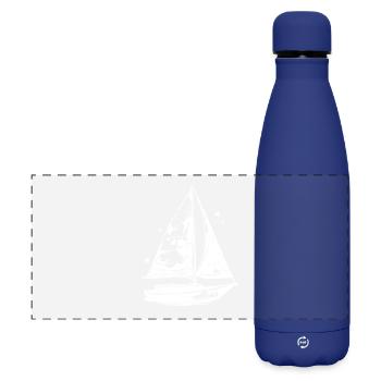 Sailboat Sketch - Matte Panoramic Thermal Bottle 500 ml - dark blue  - Front