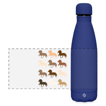 Islandpferd - Matte Panorama Isolierflasche 500 ml - Dunkelblau  - Vorne