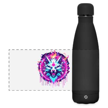 Psychedelischer Fuchs - Matte Panorama Isolierflasche 500 ml - Schwarz - Vorne