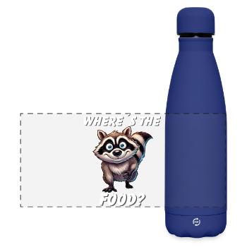Where's The Food? Cute Raccoon Funny Cartoon Tee - Matte Panoramic Thermal Bottle 500 ml - dark blue  - Front