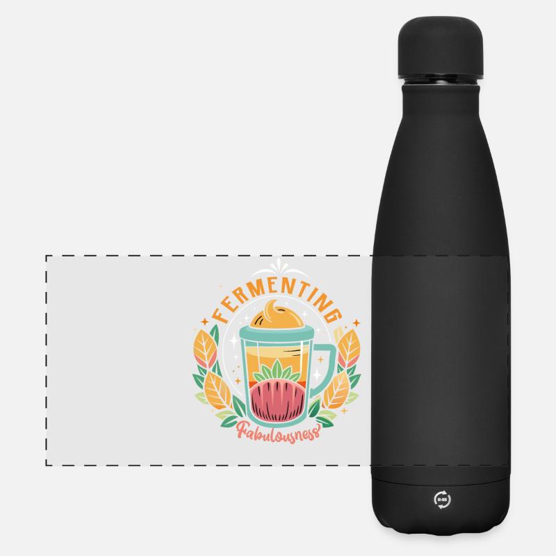 Fruity Tea Glass Vintage Style - Matte Panoramic Thermal Bottle 500 ml - black