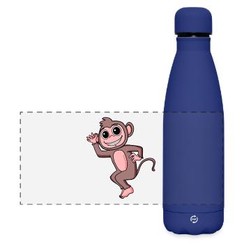 Monkey Motif Animal - Matte Panoramic Thermal Bottle 500 ml - dark blue  - Front