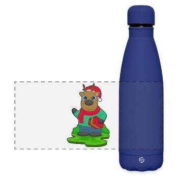 Forfait Noël renne - Gourde isotherme panoramique mate 500 ml - bleu foncé  - Devant