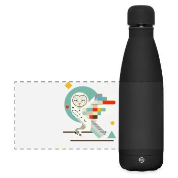 Geometric Owl – Modern Colorful Animal Illustration - Matte Panoramic Thermal Bottle 500 ml - black - Front