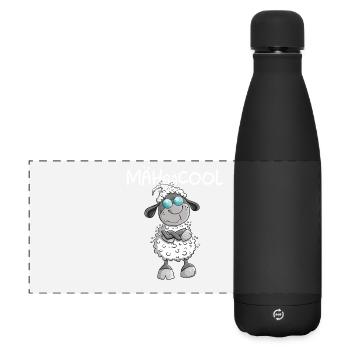 Megacooles Schaf I Mähgacool Wortspiel - Matte Panorama Isolierflasche 500 ml - Schwarz - Vorne