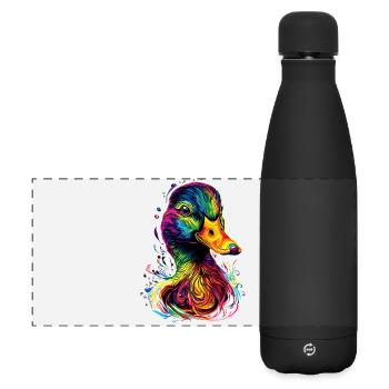 Ente Bunt Regenbogen Stockente Erpel Süße Enten - Matte Panoramic Thermal Bottle 500 ml - black - Front