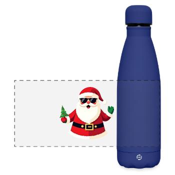 Cool Santa with Sunglasses Fun Christmas Holiday - Matte Panoramic Thermal Bottle 500 ml - dark blue  - Front
