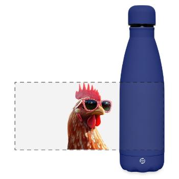 Chicken Chicken Hen Farm Farmer Cute Chickens - Matte Panoramic Thermal Bottle 500 ml - dark blue  - Front