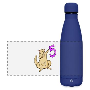 5th Birthday Motif Kangaroo - 5 years - Matte Panoramic Thermal Bottle 500 ml - dark blue  - Front