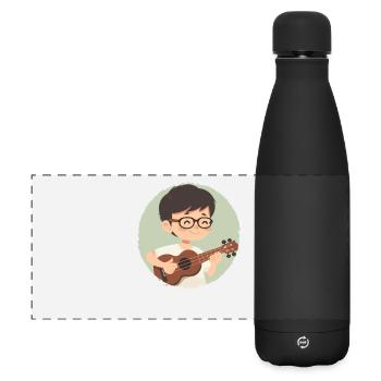 Ukulélé Garçon Graphique - Gourde isotherme panoramique mate 500 ml - noir - Devant