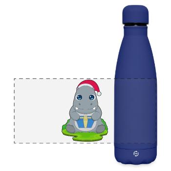 Forfait Noël Hippopotame - Gourde isotherme panoramique mate 500 ml - bleu foncé  - Devant