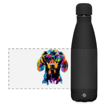 Dackel Dachshund Zwergdackel Dackelclub Teckel - Matte Panorama Isolierflasche 500 ml - Schwarz - Vorne