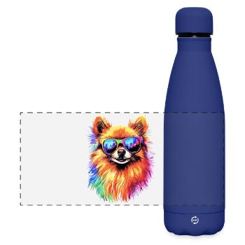 Pomeranian Pomeranian Pom Sweet German Spitz - Matte Panoramic Thermal Bottle 500 ml - dark blue  - Front