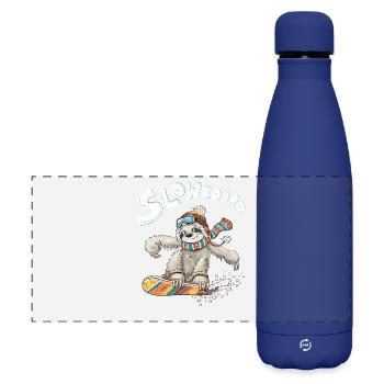 Sloth Snowboard Pun Slowboard Humor Winter Sports - Matte Panoramic Thermal Bottle 500 ml - dark blue  - Front