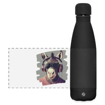 Esel - Matte Panorama Isolierflasche 500 ml - Schwarz - Vorne
