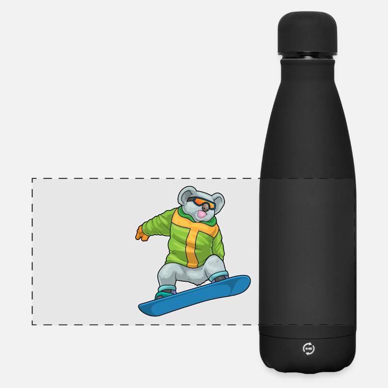 Koala Snowboarder Snowboard - Matte Panoramic Thermal Bottle 500 ml - black