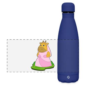 Giraffe Bridal Veil Wedding - Matte Panoramic Thermal Bottle 500 ml - dark blue  - Front