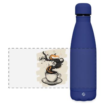 Kaffee Coffee Kaffeeliebhaber - Matte Panorama Isolierflasche 500 ml - Dunkelblau  - Vorne