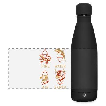 Alchemistische Tiersymbole | Kunst mit vier Elementen - Matte Panorama Isolierflasche 500 ml - Schwarz - Vorne