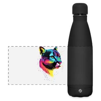 Panther Leopard Raubkatze Süße Großkatze Katzen - Matte Panorama Isolierflasche 500 ml - Schwarz - Vorne
