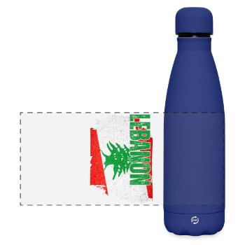 Drapeau vertical du Liban, I Love Lebanon - Gourde isotherme panoramique mate 500 ml - bleu foncé  - Devant