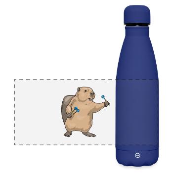 Biber Dart Dartpfeil - Matte Panorama Isolierflasche 500 ml - Dunkelblau  - Vorne