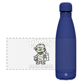 MUMMY MEETS ZOMBIE - ZOMBIE HALLOWEEN - Matte Panoramic Thermal Bottle 500 ml - dark blue  - Front
